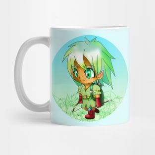 kawaii manga style elf archer in green for dnd and fantasy fans Mug